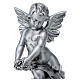 Aniołek z różą, marmur syntetyczny z Carrara, srebrny kolor, 50 cm s2