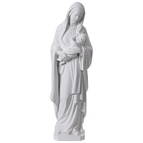 Statua Madonna con bambino in marmo sintetico bianco 100 cm