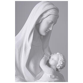 Statua Madonna con bambino in marmo sintetico bianco 100 cm