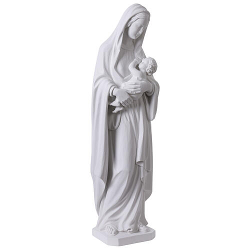 Statua Madonna con bambino in marmo sintetico bianco 100 cm 3