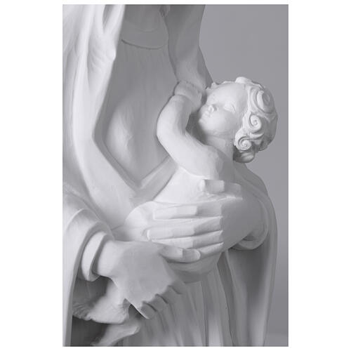 Statua Madonna con bambino in marmo sintetico bianco 100 cm 4