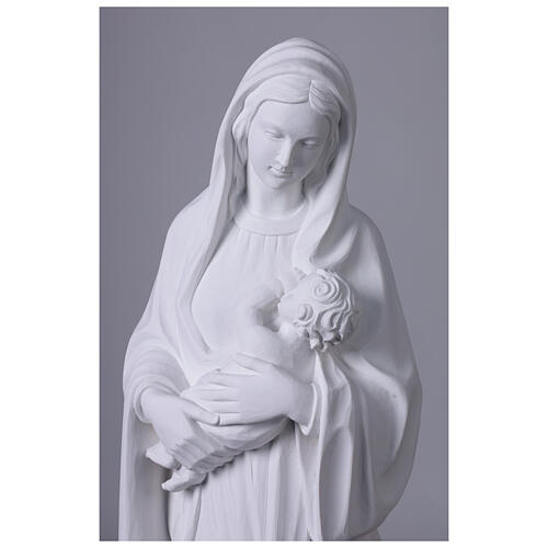 Statua Madonna con bambino in marmo sintetico bianco 100 cm 6