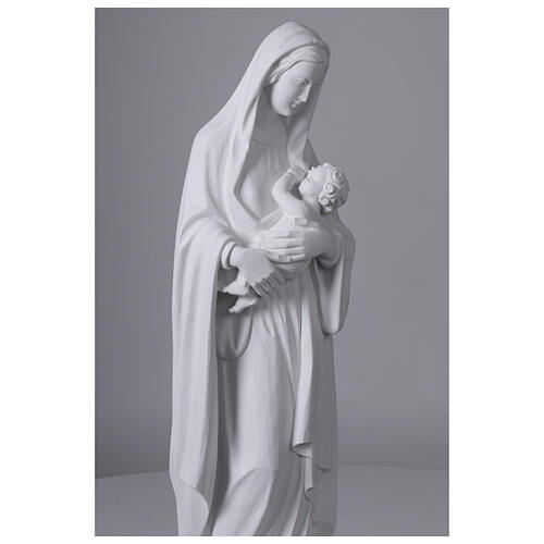 Statua Madonna con bambino in marmo sintetico bianco 100 cm 7