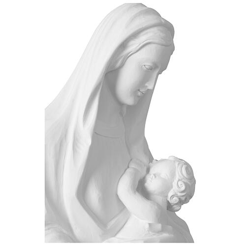 Statua Madonna con bambino in marmo sintetico bianco 100 cm 4