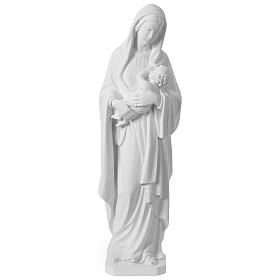 Figura Matki Bożej z Dzieciątkiem z białego marmuru syntetycznego, 100 cm