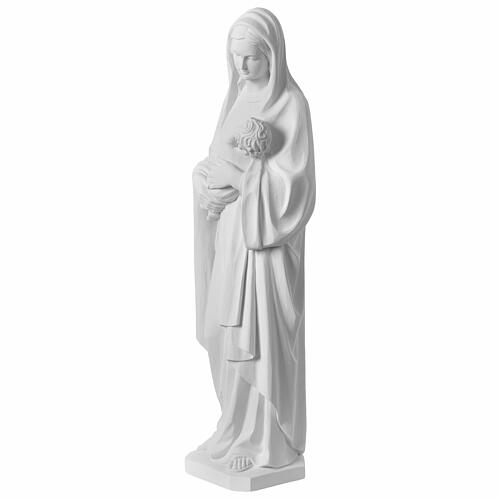 Imagem Nossa Senhora com Menino em mármore sintético branco 100 cm 7
