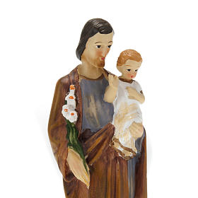 Estatua San José de Nazaret con niño resina colorada 20 cm.