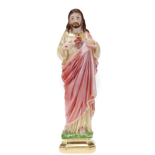 Statue Sacré coeur de Jésus plâtre perlé 30 cm 1