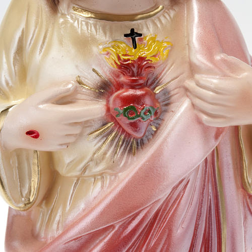 Statue Sacré coeur de Jésus plâtre perlé 30 cm 3