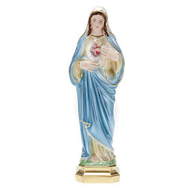 Estatua Inmaculado Corazón de María yeso nacarado 30 cm.