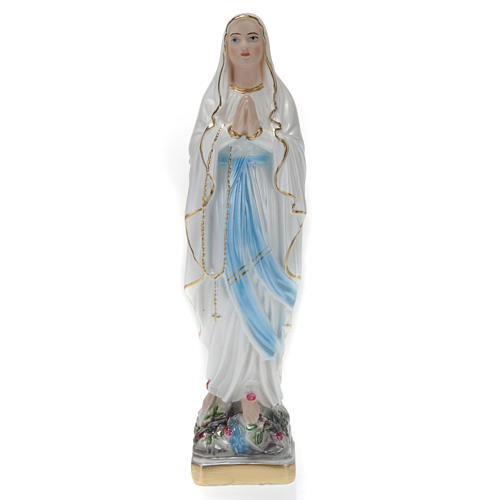 Estatua Nuestra Señora de Lourdes yeso nacarado 30 cm. 1