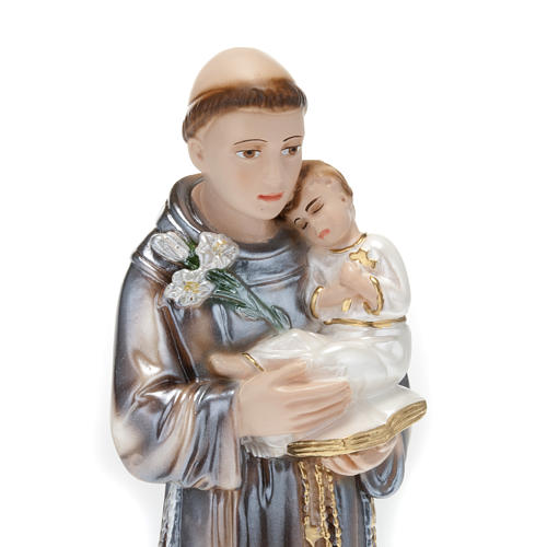 Estatua San Antonio con niño yeso nacarado 30 cm. 2