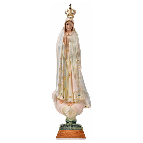 Madonna di Fatima con colombe dipinta 45 cm 5