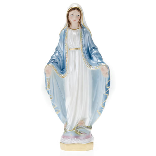 Estatua Virgen Milagrosa yeso nacarado 30 cm. 1