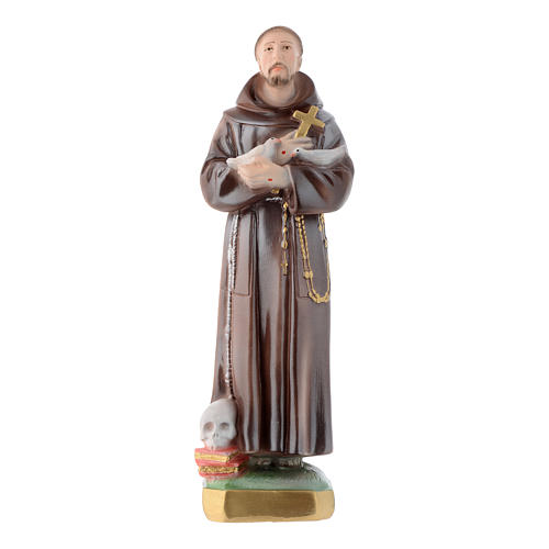 Saint Francis, pearlized plaster statue, 30 cm 1