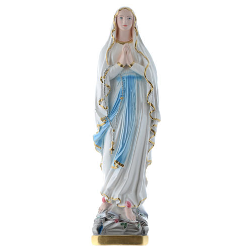 Gipsheiligenfigur Madonna Lourdes 40 cm perlmuttfarben 1