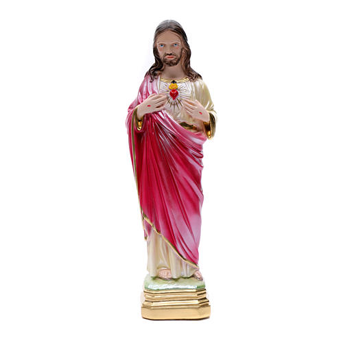 Gipsheiligenfigur Heiliges Herz Jesu 40 cm perlmuttfarben 1