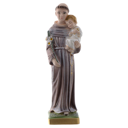 Gipsheiligenfigur heilige Antonius von Padua 20 cm perlmuttfarbe 1