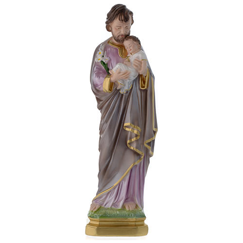 Gips perlmuttfarben Heiliger Joseph mit Jesuskind 40 cm 1