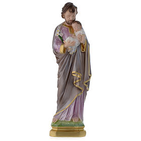 Saint Joseph and Jesus infant, pearlized plaster, 40 cm