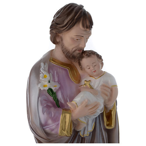Saint Joseph and Jesus infant, pearlized plaster, 40 cm 2
