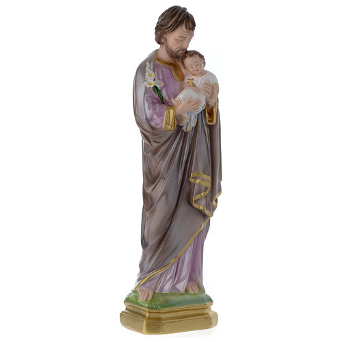 Saint Joseph and Jesus infant, pearlized plaster, 40 cm 3