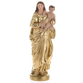 Our Lady with child statue in plaster, 30 cm - golden statue