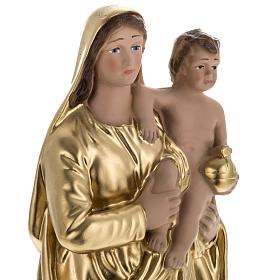 Our Lady with child statue in plaster, 30 cm - golden statue