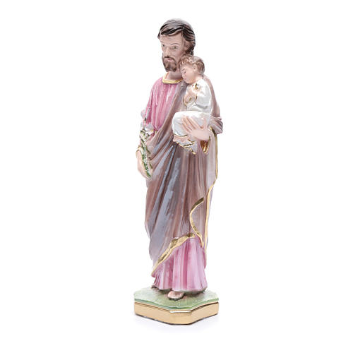 Statua San Giuseppe con bambino gesso madreperlato 30 cm 2