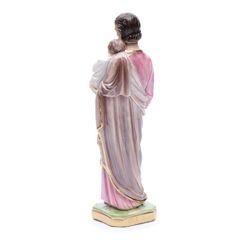 Statua San Giuseppe con bambino gesso madreperlato 30 cm 3