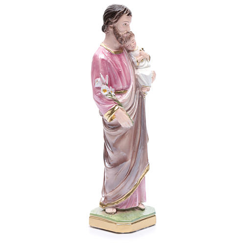 Statua San Giuseppe con bambino gesso madreperlato 30 cm 4