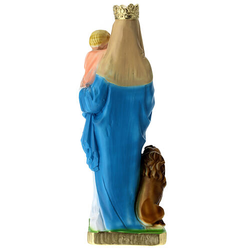 Estatua Virgen del Rosario con león 30 cm. yeso 4