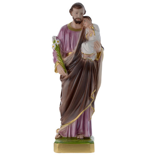 Heiliger Joseph mit Jesuskind 50 cm Gips perlmuttfarben 1