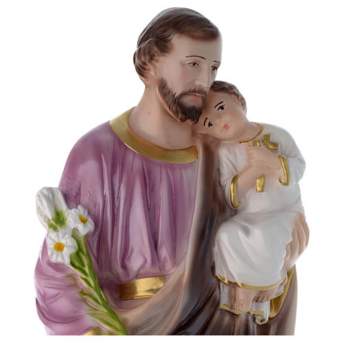 Statua San Giuseppe con bambino 50 cm gesso madreperlato 2