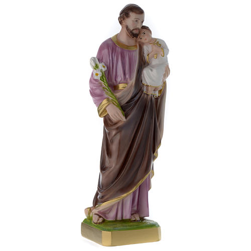 Statua San Giuseppe con bambino 50 cm gesso madreperlato 3