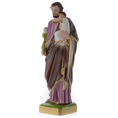 Statua San Giuseppe con bambino 50 cm gesso madreperlato 4