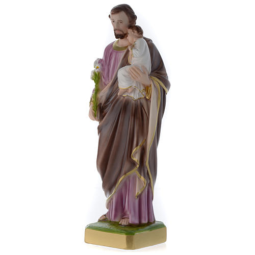 Saint Joseph and Jesus infant statue in plaster, 50 cm 4