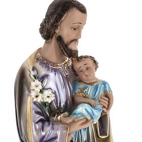 Saint Joseph and Jesus infant, pearlized plaster statue, 60 cm