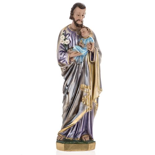 Saint Joseph and Jesus infant, pearlized plaster statue, 60 cm 1
