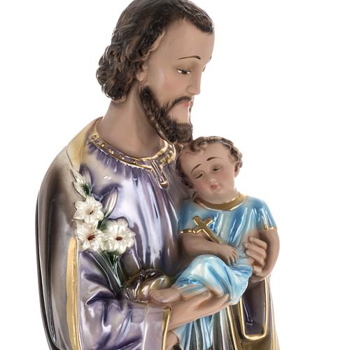 Saint Joseph and Jesus infant, pearlized plaster statue, 60 cm 2
