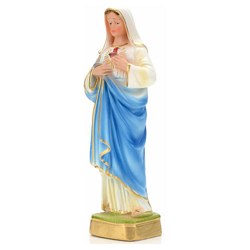 Sacred Heart of Mary statue in plaster, 20 cm 3