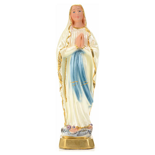 Our Lady of Lourdes statue in plaster and pearlized colors, 20cm 1