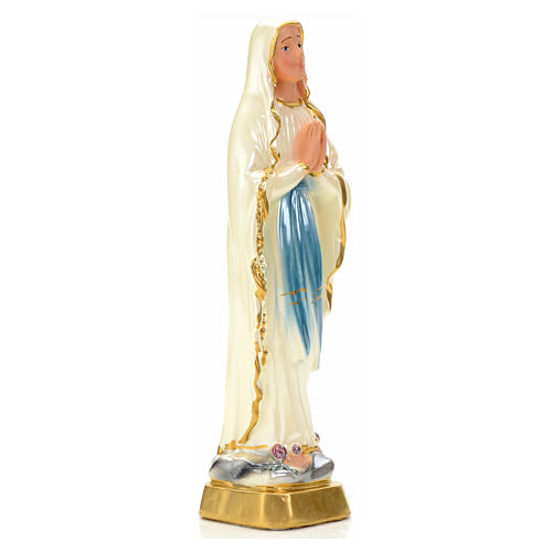 Our Lady of Lourdes statue in plaster and pearlized colors, 20cm 2