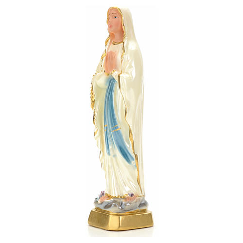 Our Lady of Lourdes statue in plaster and pearlized colors, 20cm 3