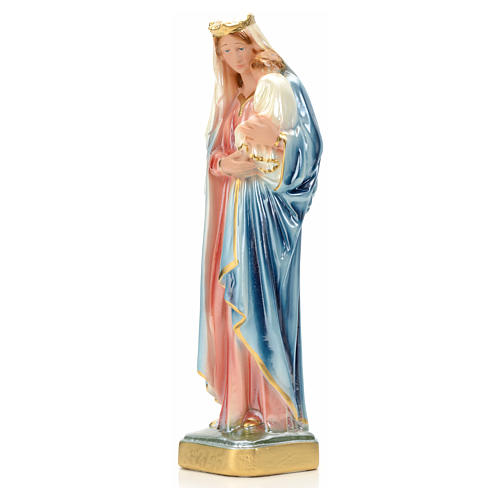 Statue Gottesmutter mit Kind 30cm perlmuttigen Gips 3