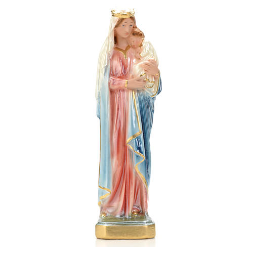 Estatua Virgen con niño 30 cm yeso perlado 1