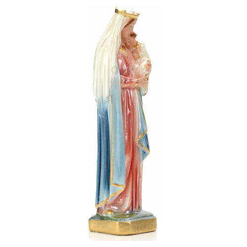 Estatua Virgen con niño 30 cm yeso perlado 2