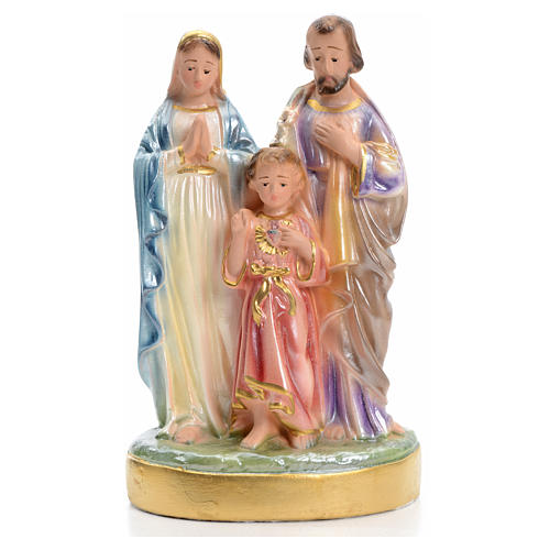 Holy Family statue in iridescent plaster 16cm 1