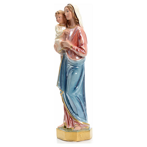 Virgen con Niño Jesús 25 cm yeso nacarado 2