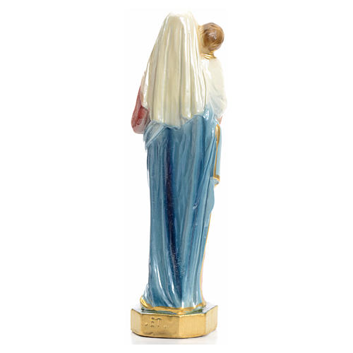 Vierge à l'enfant en plâtre perlé 25cm 3